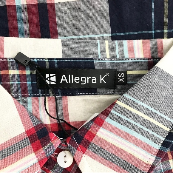 ALLEGRA K PLAID MIDI BELTED SHIRT DRESS 100% Cotton XSMALL NEW - Picture 3 of 14